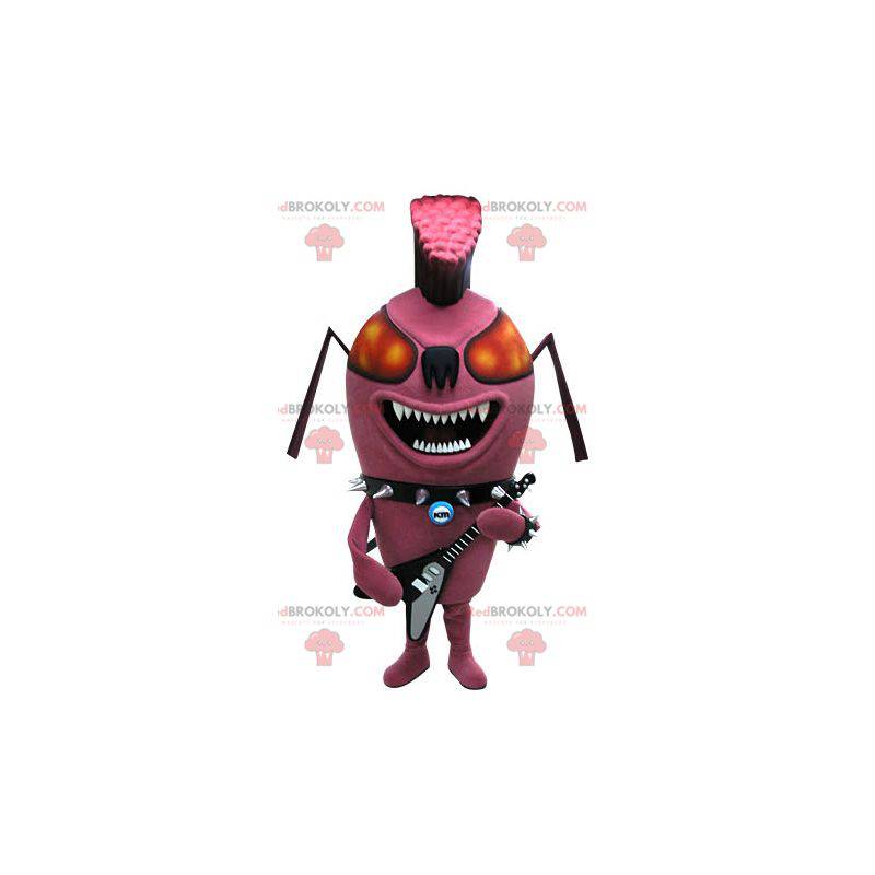 Punk insect pink ant mascot. Rock mascot - Redbrokoly.com