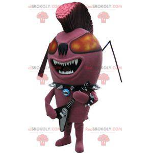 Mascotte de fourmi rose d'insecte punk. Mascotte rock -