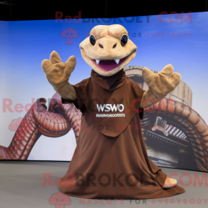 Brown Hydra mascot costume...
