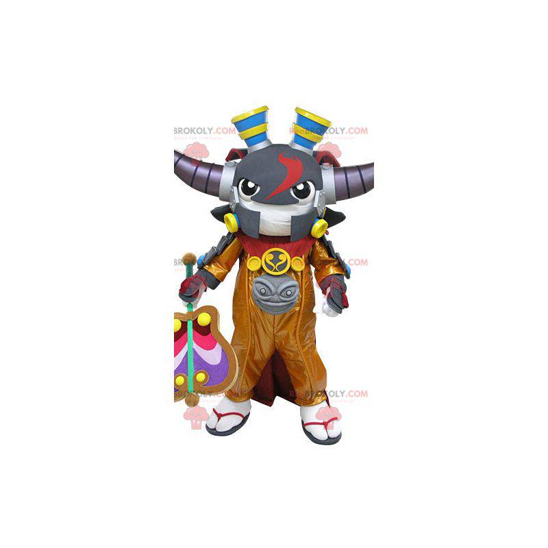 Mascotte samurai con le corna. Mascotte del videogioco -