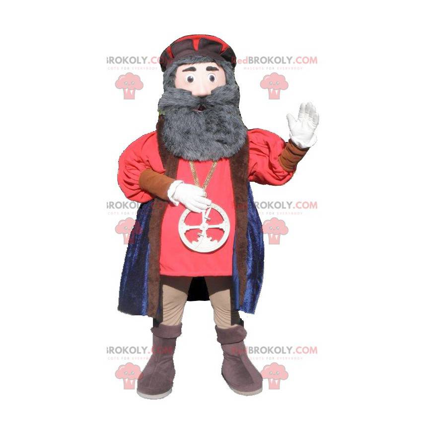Bebaarde man mascotte van de middeleeuwen - Redbrokoly.com