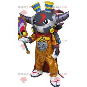Samurai-mascotte met hoorns. Mascotte van videogames -