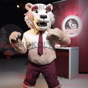 Maroon Smilodon mascot...