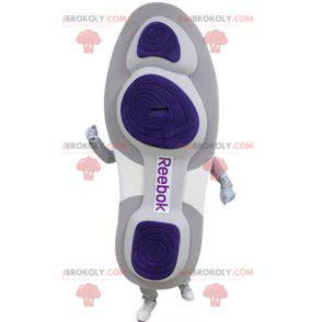 Mascota de zapato morado y blanco. Mascota de baloncesto -