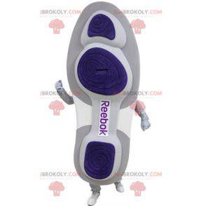 Mascotte scarpa viola e bianca. Mascotte di pallacanestro -