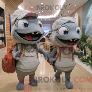 Grå laks maskot kostume...