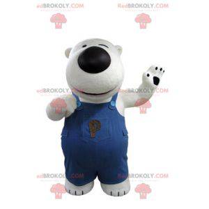 Polar bear mascot and black with overalls - Redbrokoly.com