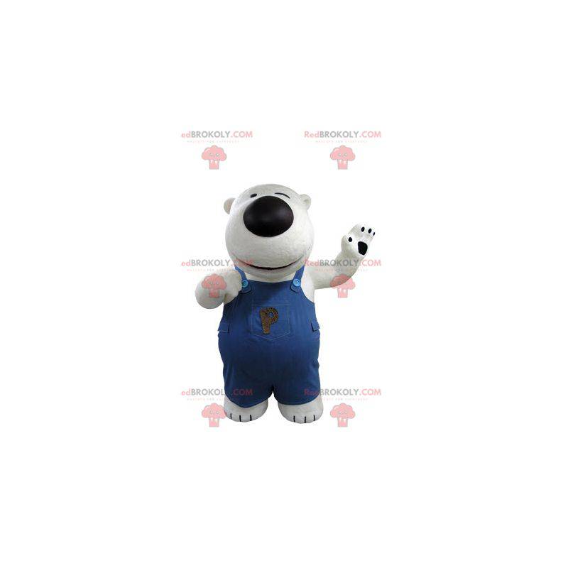 Polar bear mascot and black with overalls - Redbrokoly.com