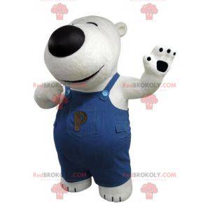 Polar bear mascot and black with overalls - Redbrokoly.com