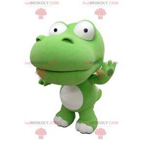 Giant green and white crocodile mascot. Dinosaur mascot -