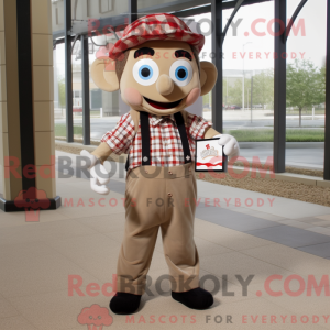 Tan Mime maskot kostume...