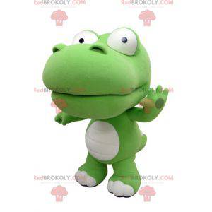 Giant green and white crocodile mascot. Dinosaur mascot -