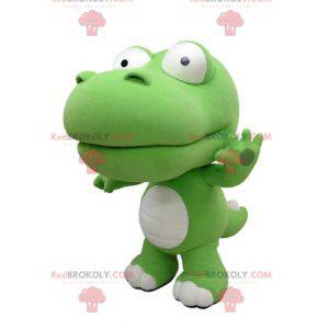 Giant green and white crocodile mascot. Dinosaur mascot -