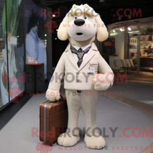 Beige Hunde maskot kostume...