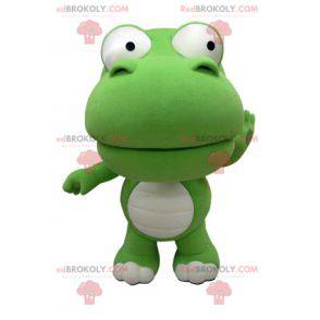 Giant green and white crocodile mascot. Dinosaur mascot -