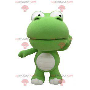 Giant green and white crocodile mascot. Dinosaur mascot -