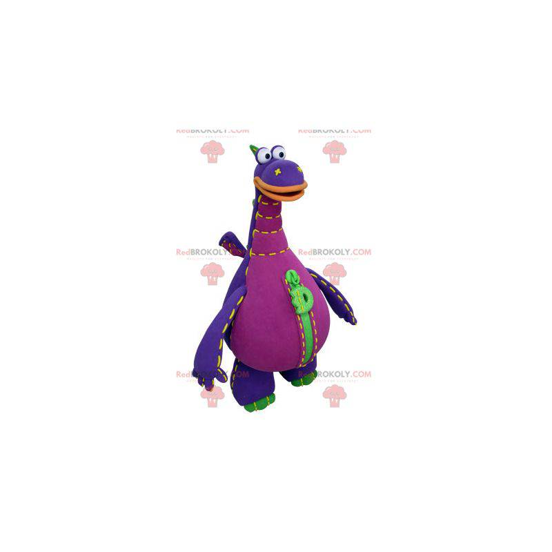 Giant green and orange purple dragon mascot - Redbrokoly.com