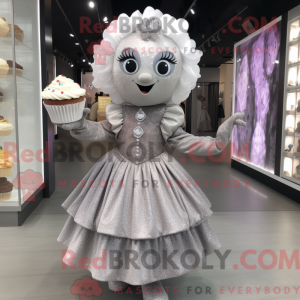 Sølv Cupcake maskot kostume...