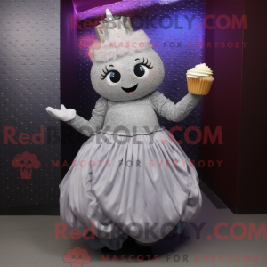 Sølv Cupcake maskot kostume...