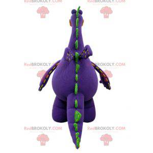 Mascotte de dragon violet vert et orange géant - Redbrokoly.com
