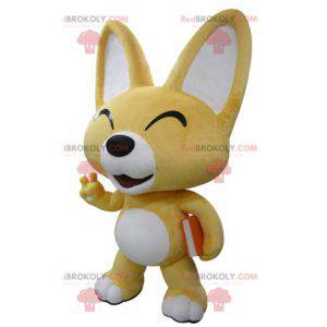 Mascotte de renard jaune et blanc. Mascotte de chiot -