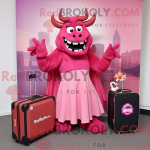 Pink Devil maskot kostume...