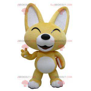 Mascotte de renard jaune et blanc. Mascotte de chiot -