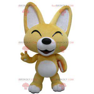 Mascotte de renard jaune et blanc. Mascotte de chiot -