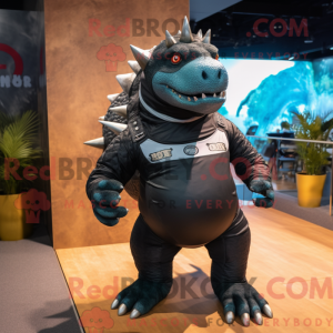 Sort Ankylosaurus maskot...