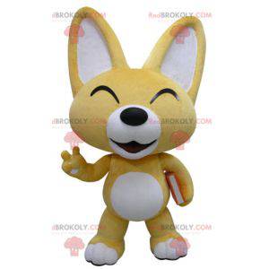 Mascotte de renard jaune et blanc. Mascotte de chiot -