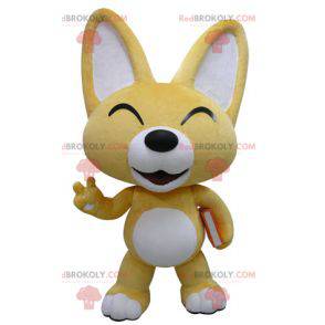 Mascotte de renard jaune et blanc. Mascotte de chiot -