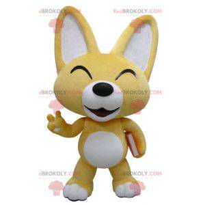 Mascotte de renard jaune et blanc. Mascotte de chiot -