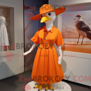 Orange Seagull maskot drakt...
