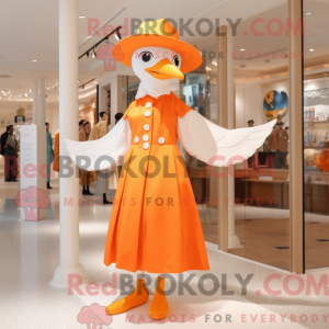 Orange Seagull maskot drakt...