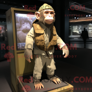 Beige chimpanse maskot...