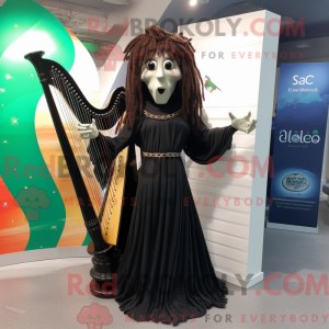 Black Celtic Harp maskot...