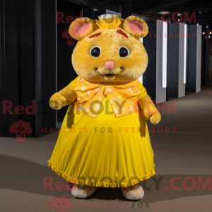 Geel hamsterkostuumkarakter...