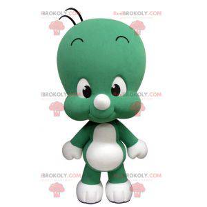 Fofinho e engraçado mascote verde e branco - Redbrokoly.com