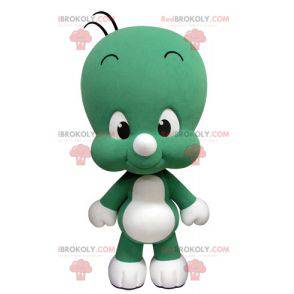 Leuke en grappige kleine groene en witte mascotte -