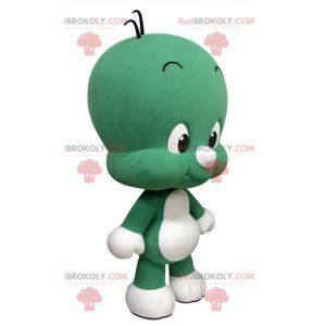 Fofinho e engraçado mascote verde e branco - Redbrokoly.com