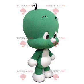 Cute and funny little green and white mascot - Redbrokoly.com