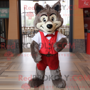 Red Say Wolf mascot costume...