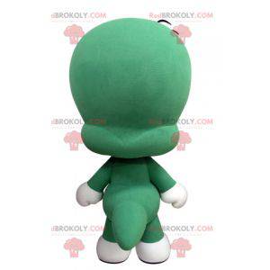 Mascotte de petit bonhomme vert et blanc mignon et rigolo -