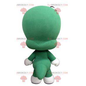 Piccola mascotte verde e bianca carina e divertente -
