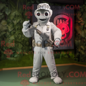 Sølv Sniper maskot drakt...