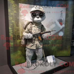 Sølv Sniper maskot drakt...