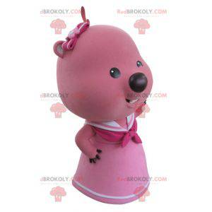 Castor de mascote rosa e branco. Mascote lontra - Redbrokoly.com