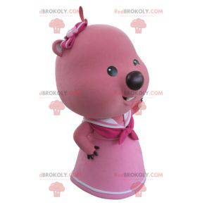 Maskottchen rosa und weißer Biber. Otter Maskottchen -