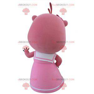 Roze en witte bever mascotte. Otter mascotte - Redbrokoly.com