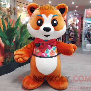 Peach Red Panda maskot...